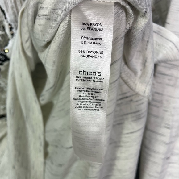 Chicos Zenergy Womens Top Size 1 US Medium 8 Tiger Studded Embellished Safari - Picture 7 of 9